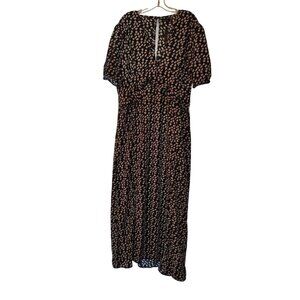 Boohoo Black & White Floral Maxi Dress With Empire Waist Ruffle Hem NWT 16